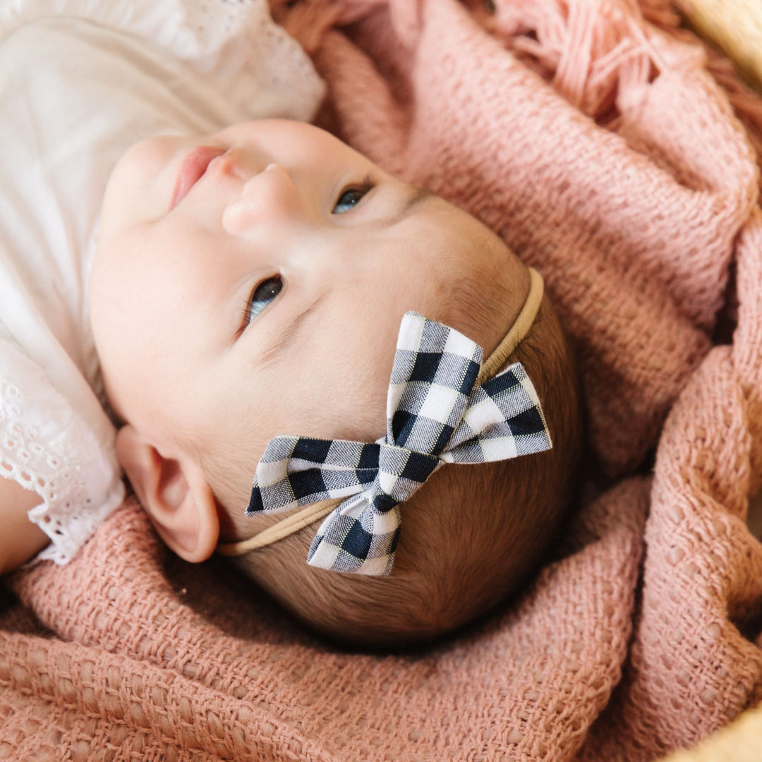 Baby Bow - Dark Navy Gingham