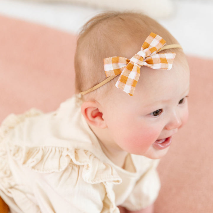 Baby Bow - Mustard Gingham