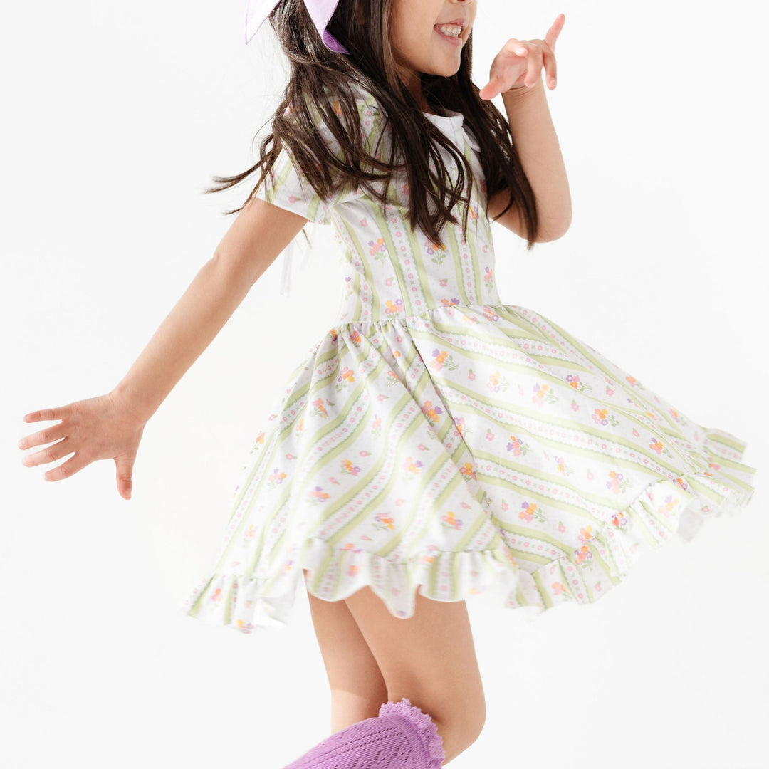 girls easter twirl dress with spring flowers