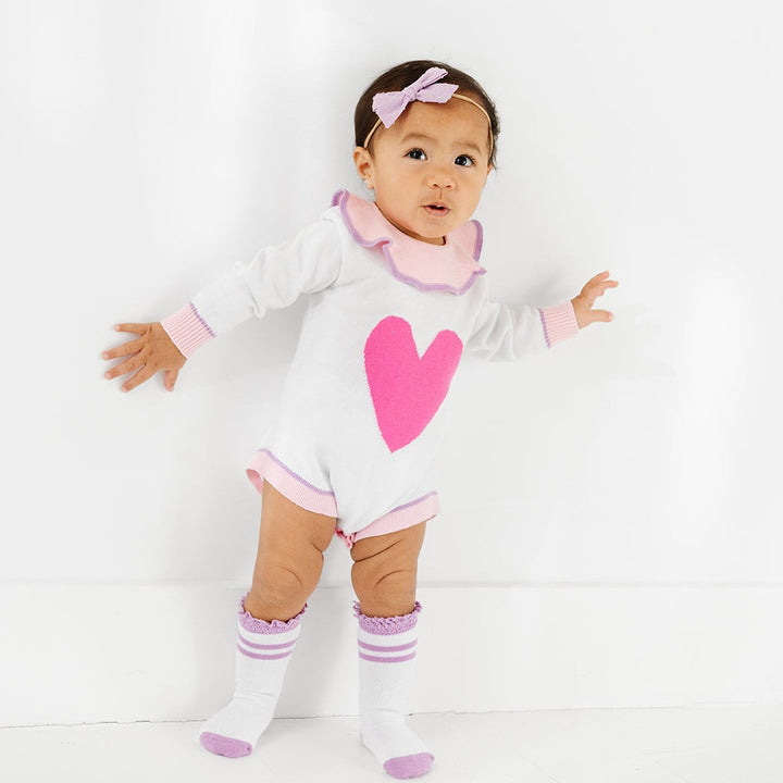 baby romper with pink heart for valentines day