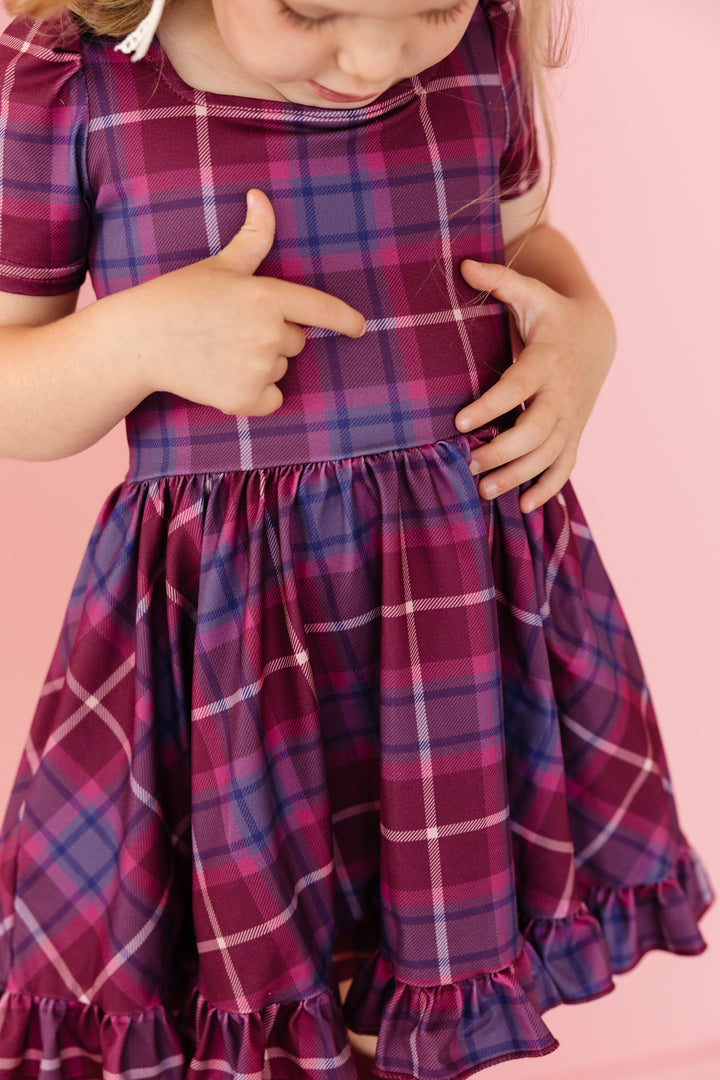 Plum Plaid Mod Twirl Dress