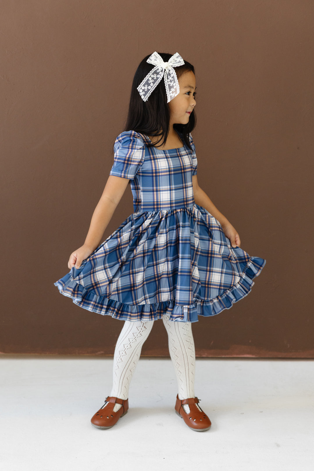Denim Plaid Mod Twirl Dress