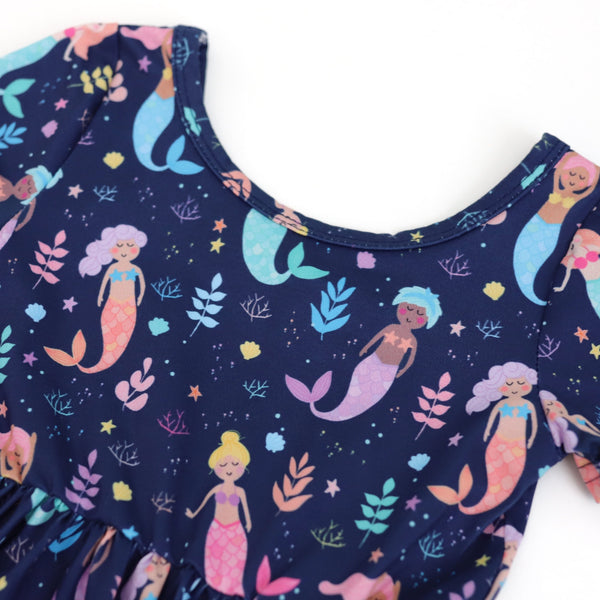 chinese dress ladies Girls' Mermaid Print Twirl Dress – Little Stocking Company