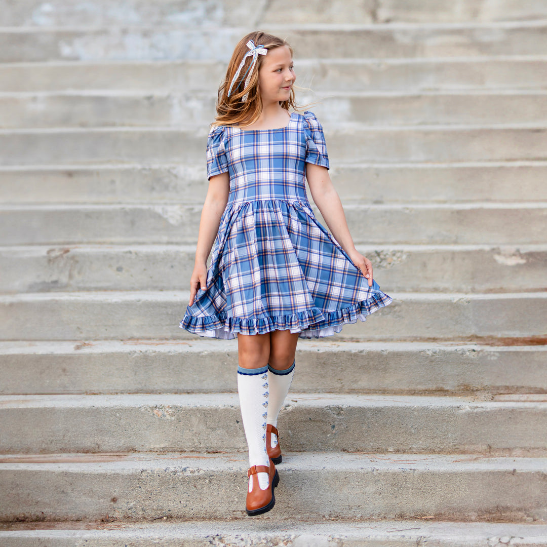 Denim Plaid Mod Twirl Dress