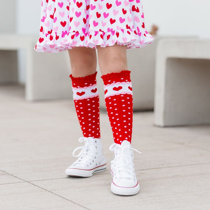 Be Mine Lace Top Knee High Socks