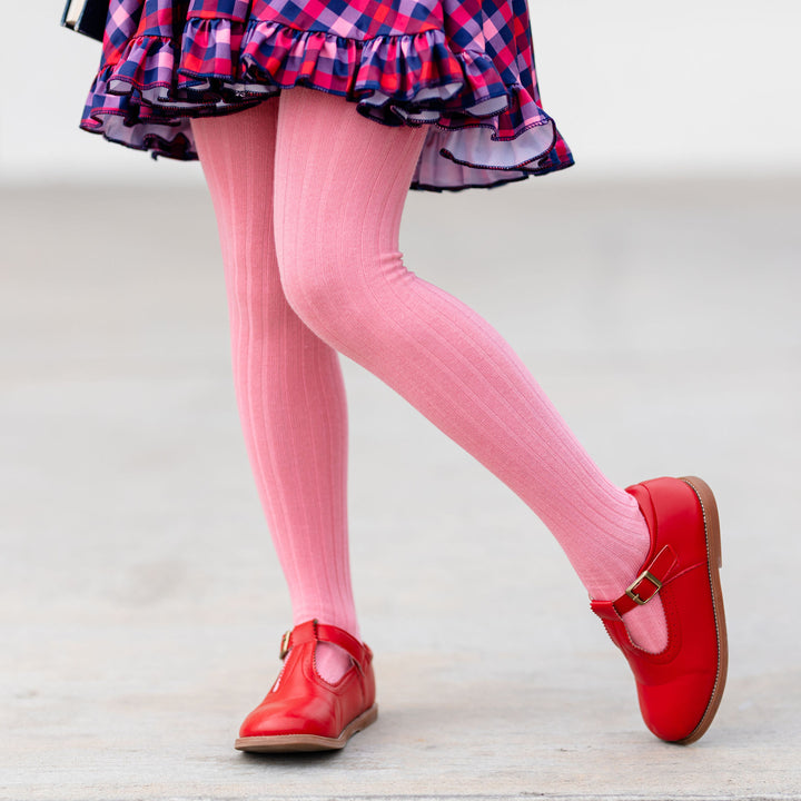 Ribbed Knit Tights - Pink Pearl