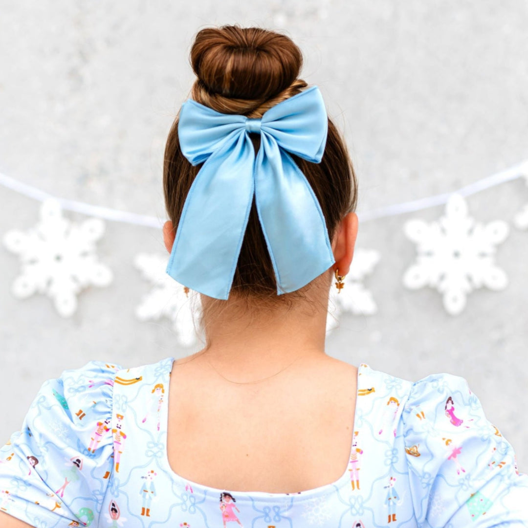 Satin Double Bow - Bluebell