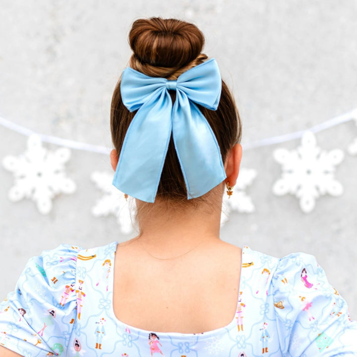 Satin Double Bow - Bluebell
