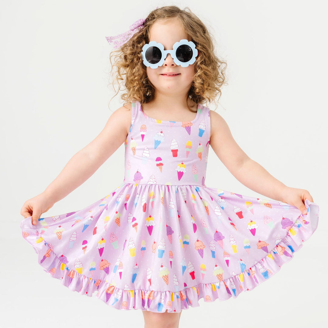 Girls' ice cream print sleeveless twirl dress 8 Girls' ice cream print sleeveless twirl dress 8