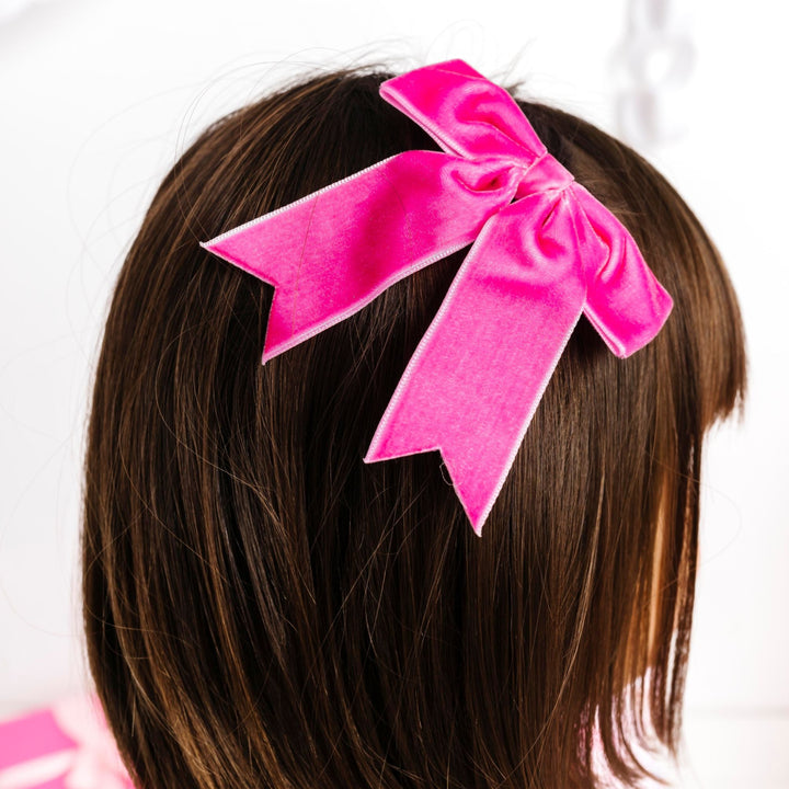 Winter Velvet Ribbon Bow - Taffy