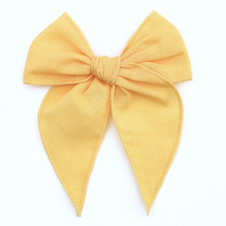 pastel yellow girls linen hair bow