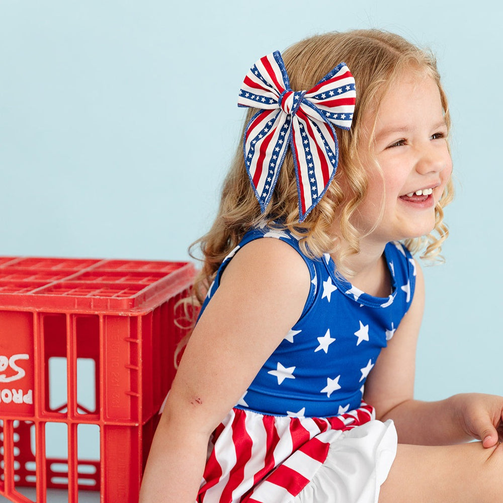 girls stars and stripes hair bow for 4th of july