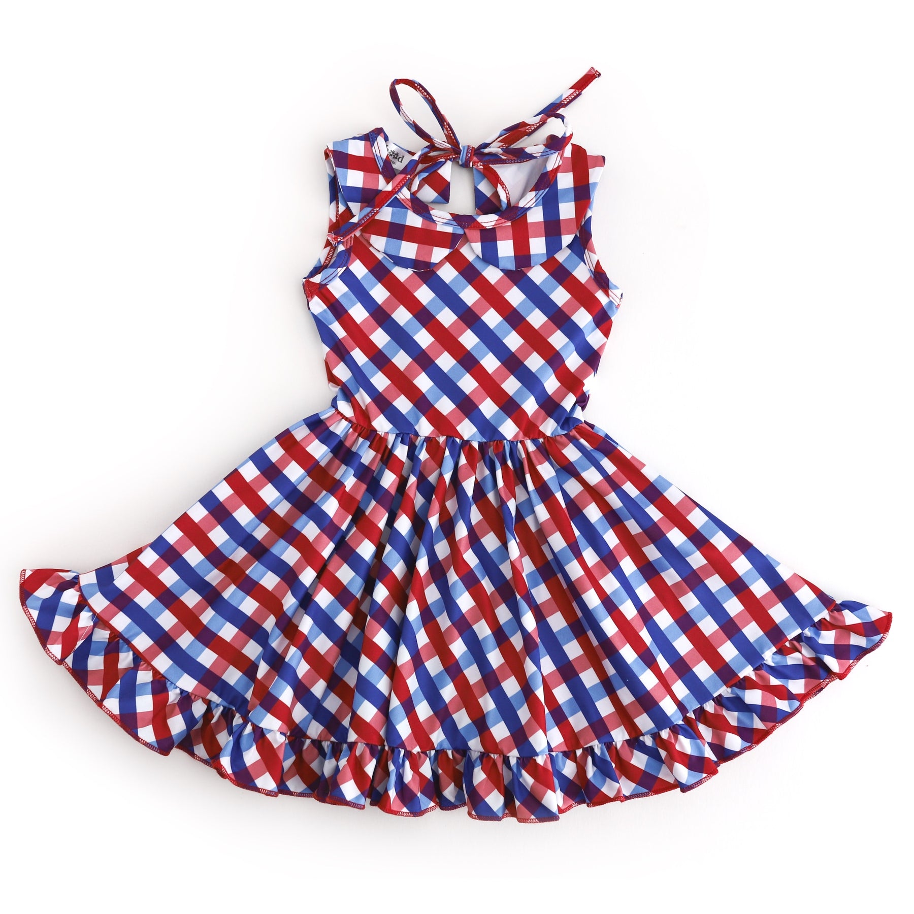 Girls' 4th of July Gingham Twirl Dress Little Stocking Company Girls' 4th of July Gingham Twirl Dress Little Stocking Company
