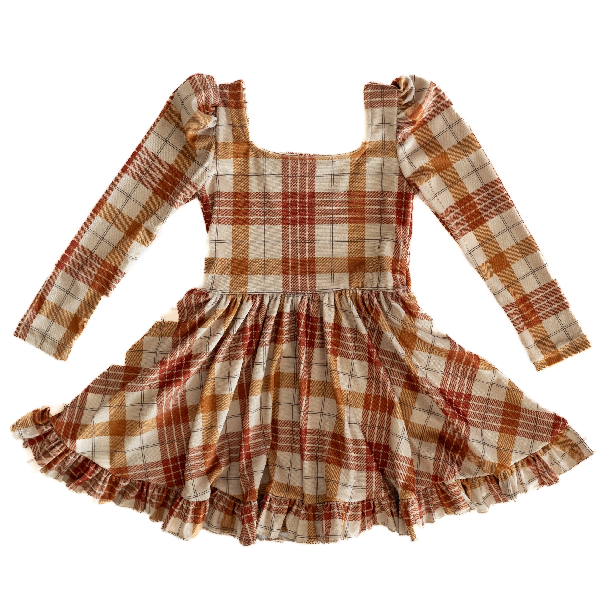 vanilla base fall plaid velvet twirl dress for girls