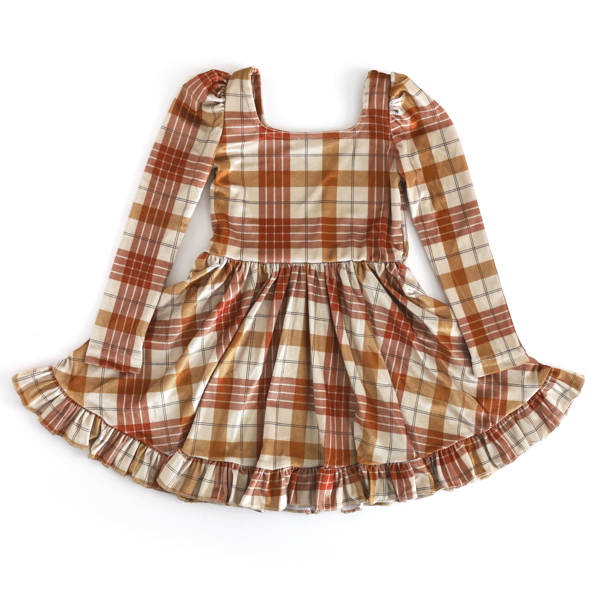 vanilla base fall plaid velvet twirl dress for girls
