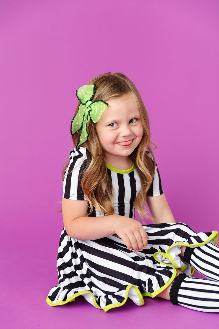 girls beetlejuice hair bow and dress