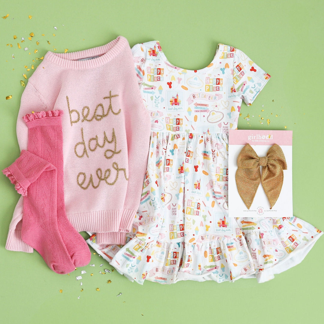 disney inspired best day ever dress and sweater outfit
