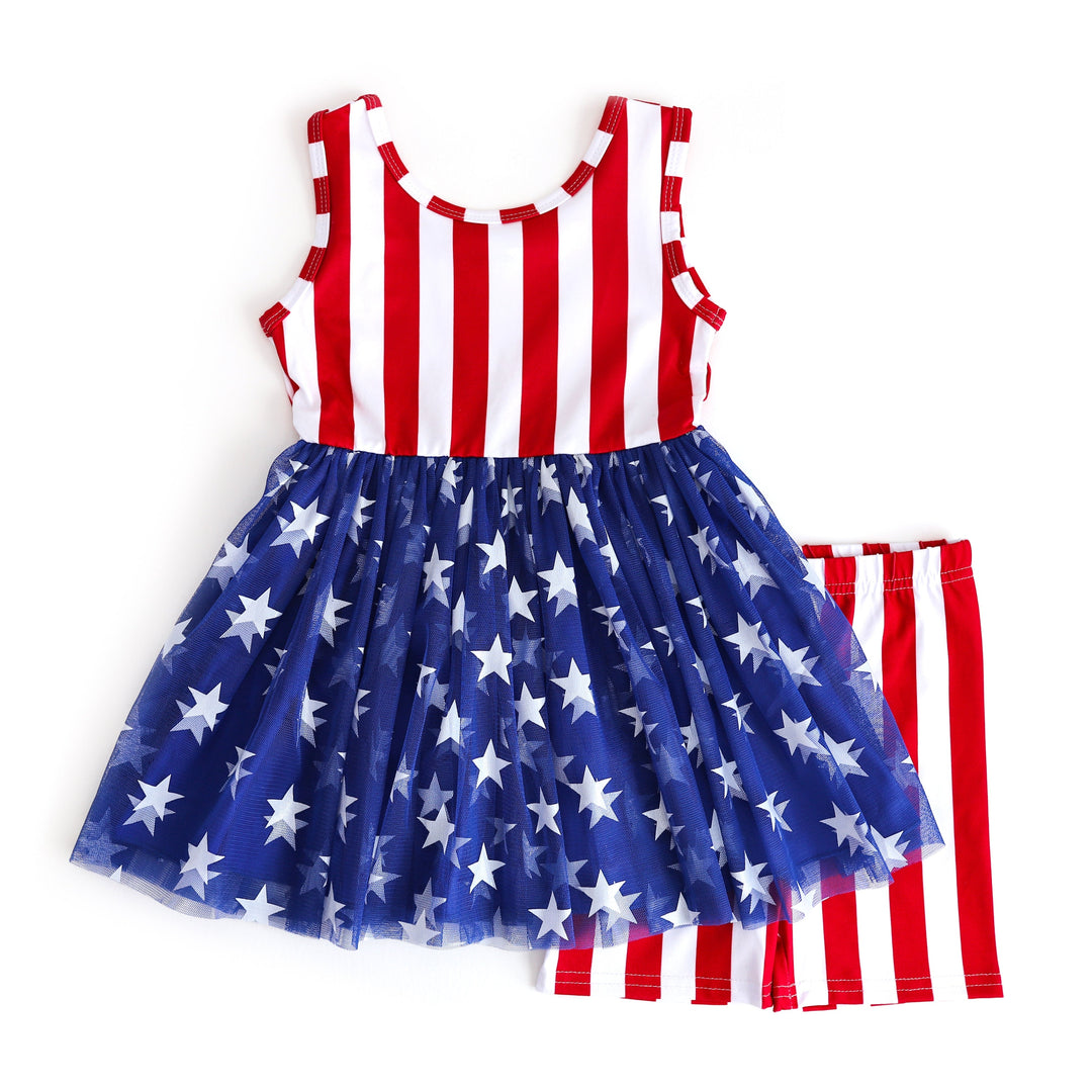 girls 4th of july tutu set with matching shorts