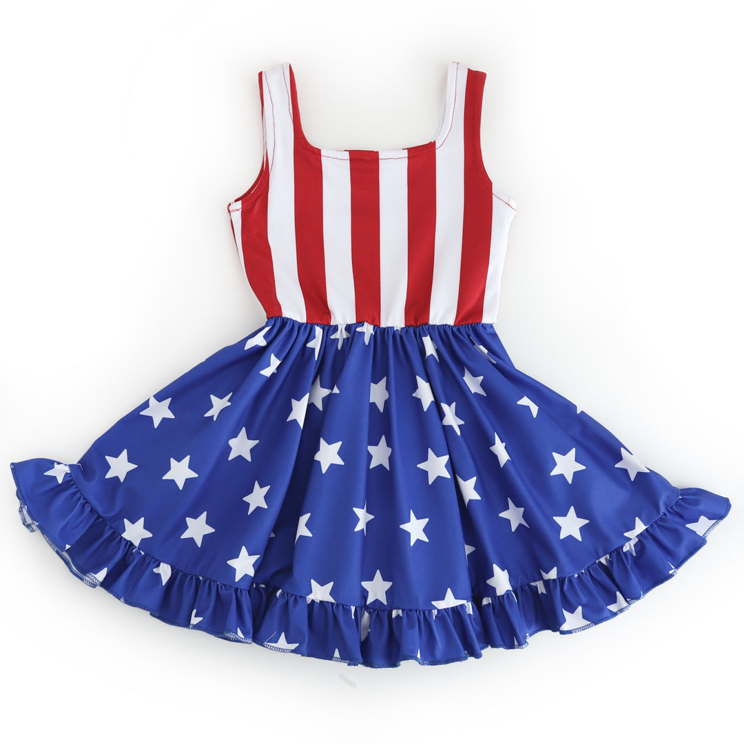Girls' 4th of July Betsy Flag Twirl Dress – Little Stocking Company Girls' 4th of July Betsy Flag Twirl Dress – Little Stocking Company