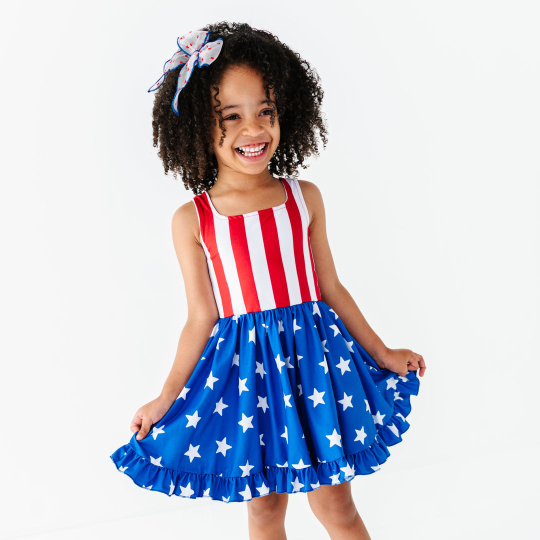 american flag party dress Anna-Kaci Women's American Flag Sequin Dress V-Neck Sleeveless USA Patriotic Striped Glitter Tank Mini Dress, Medium 8-10 / Multicolored