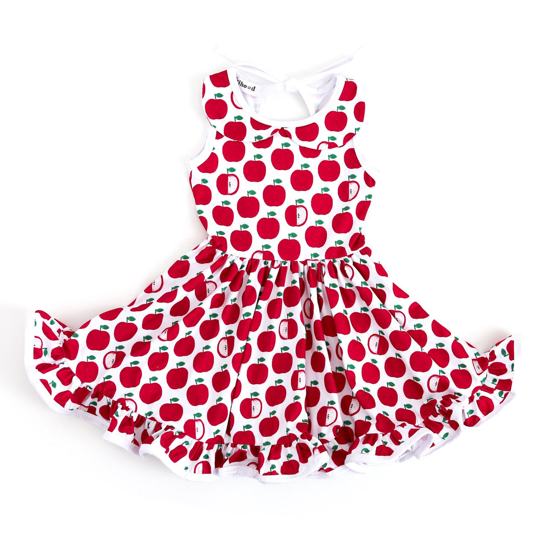 girls apple print tank top style twirl dress