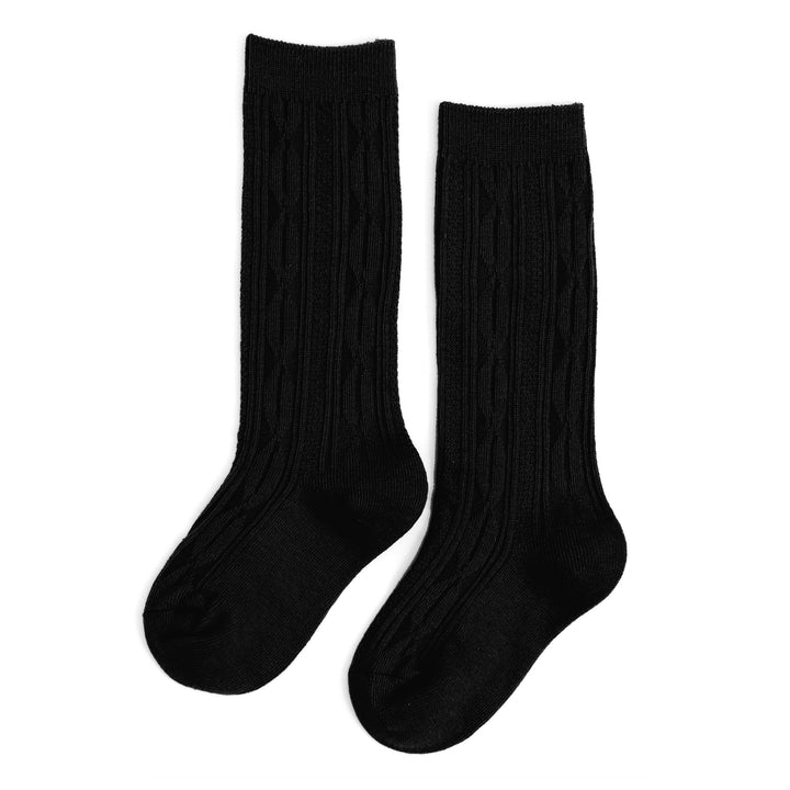 black cable knit knee high socks by little stocking co.