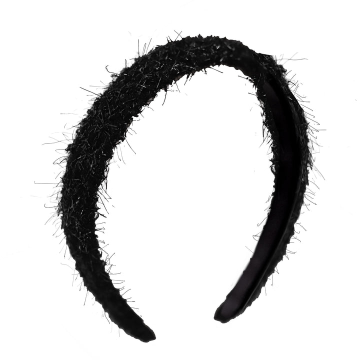 girls black sparkle fuzzy headband