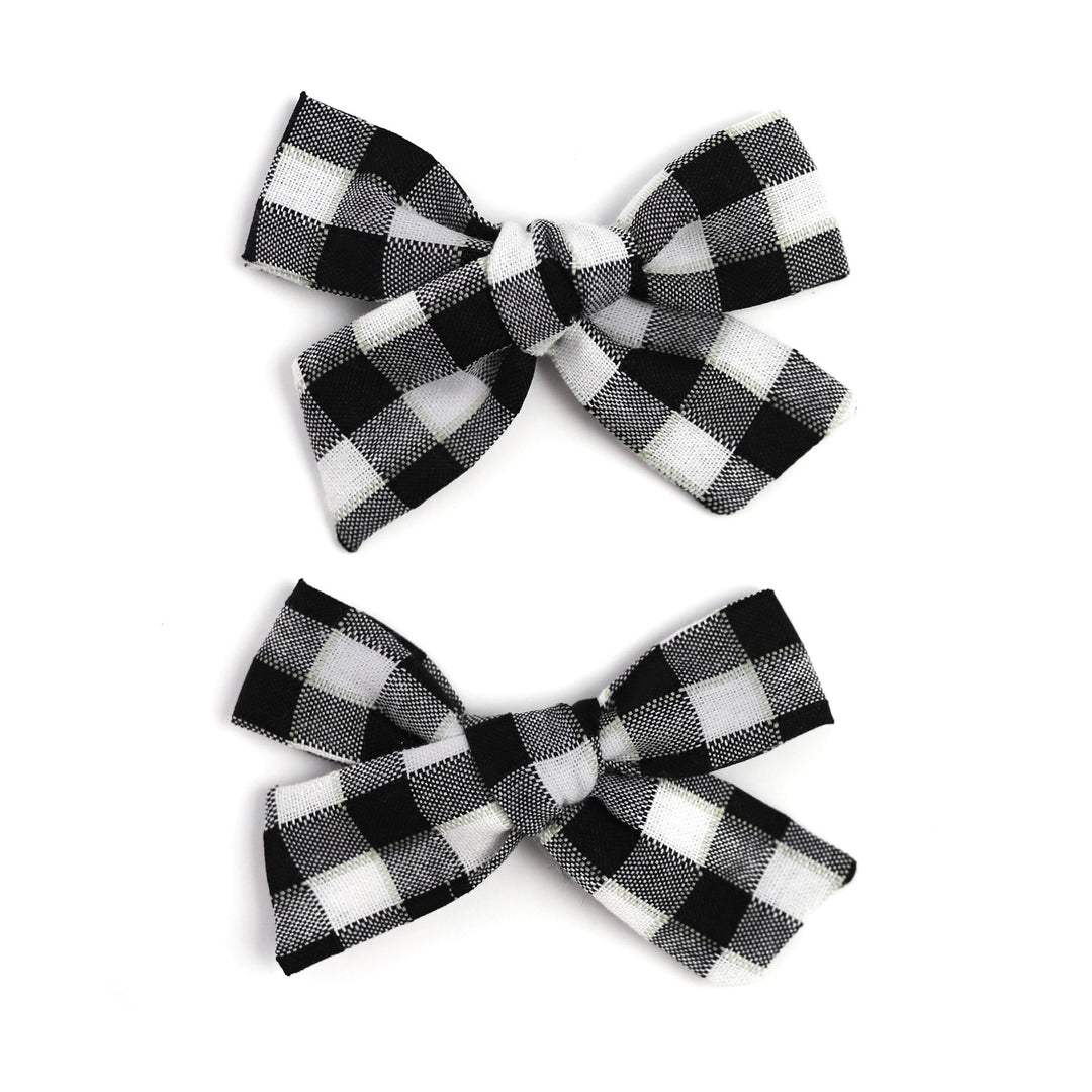 black and white gingham pigtail bows