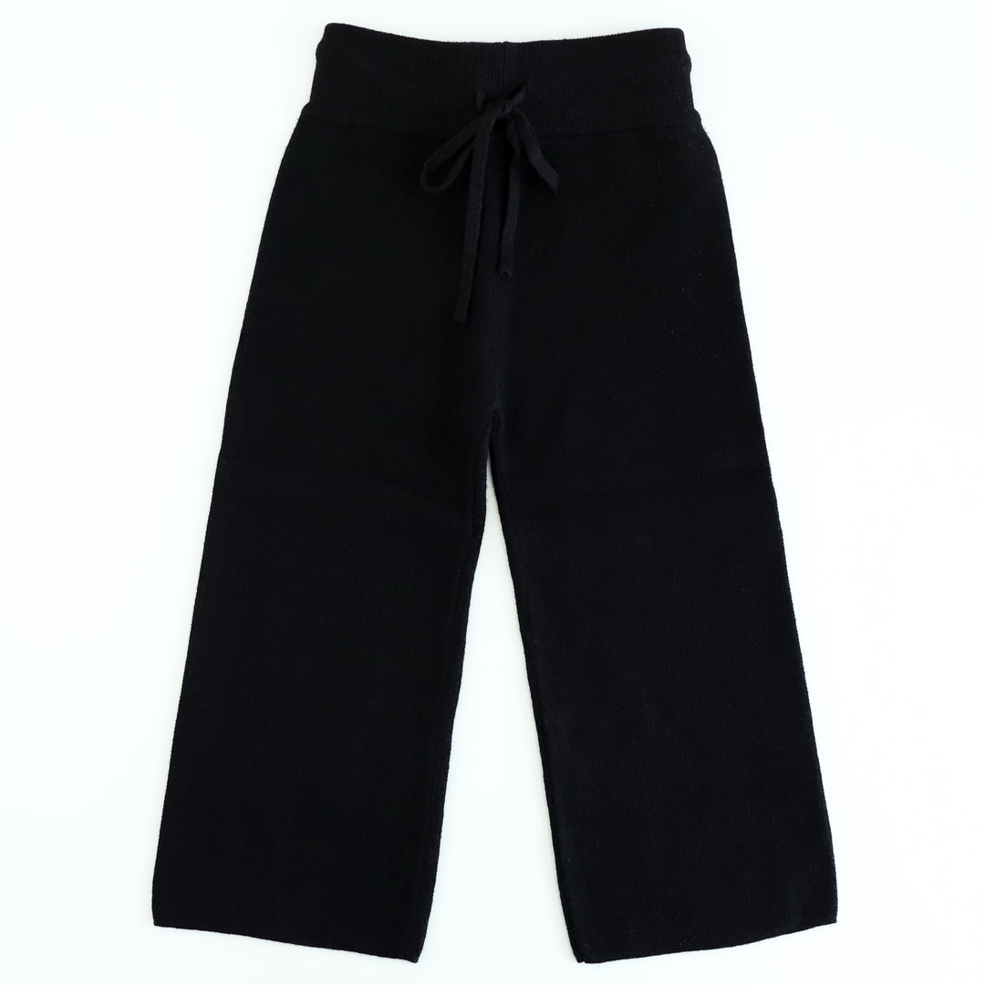 black cotton knit sweater pants with functional drawstring waistband for Halloween mix and match
