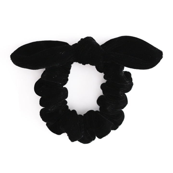 girl's black velvet scrunchie with knotted bow