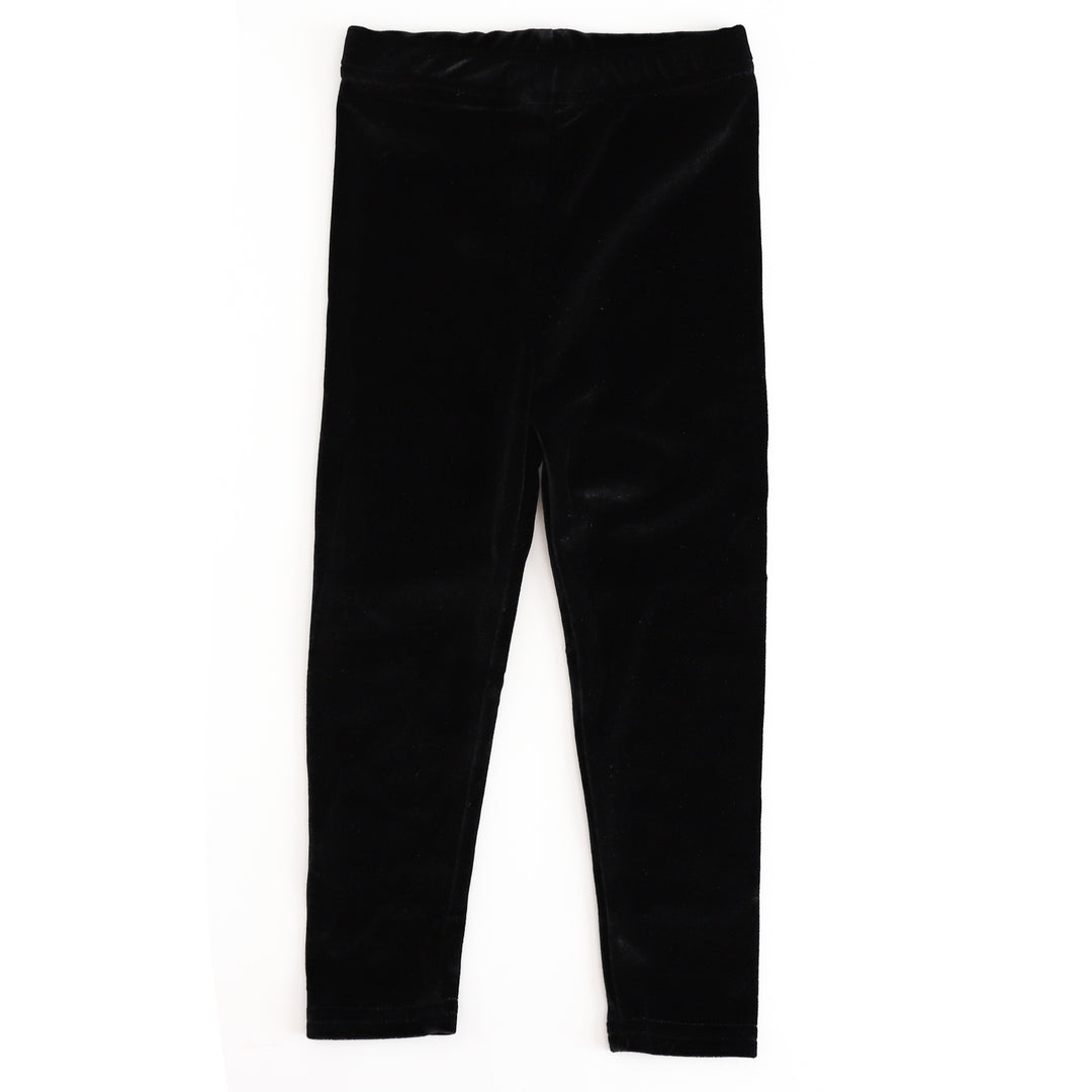 girls' stretchy black velvet leggings for Halloween
