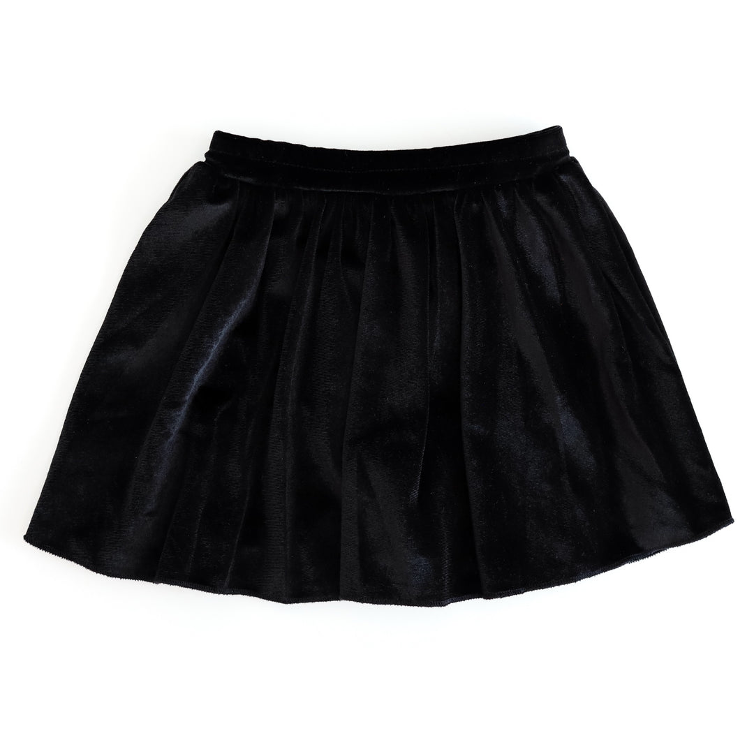 girls' solid black velvet skort with built in shorts to match Halloween Collection