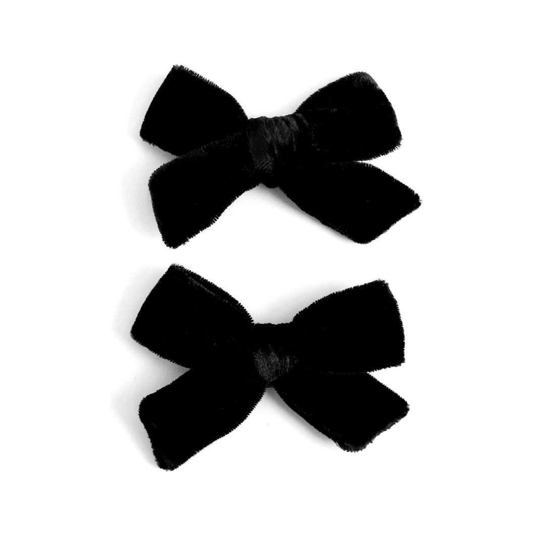 girls' pigtail clip bows in black velvet