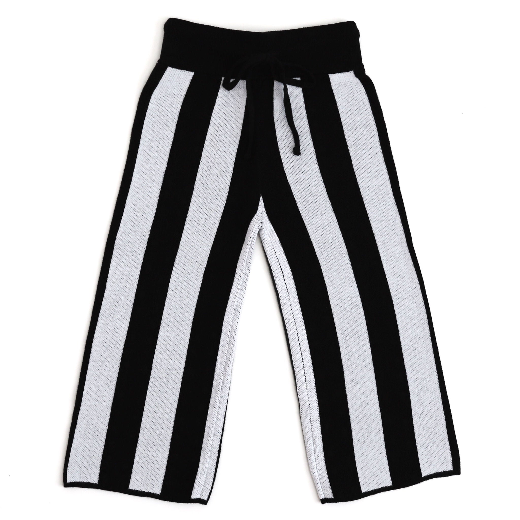 girls' black and white soft knit sweater pants