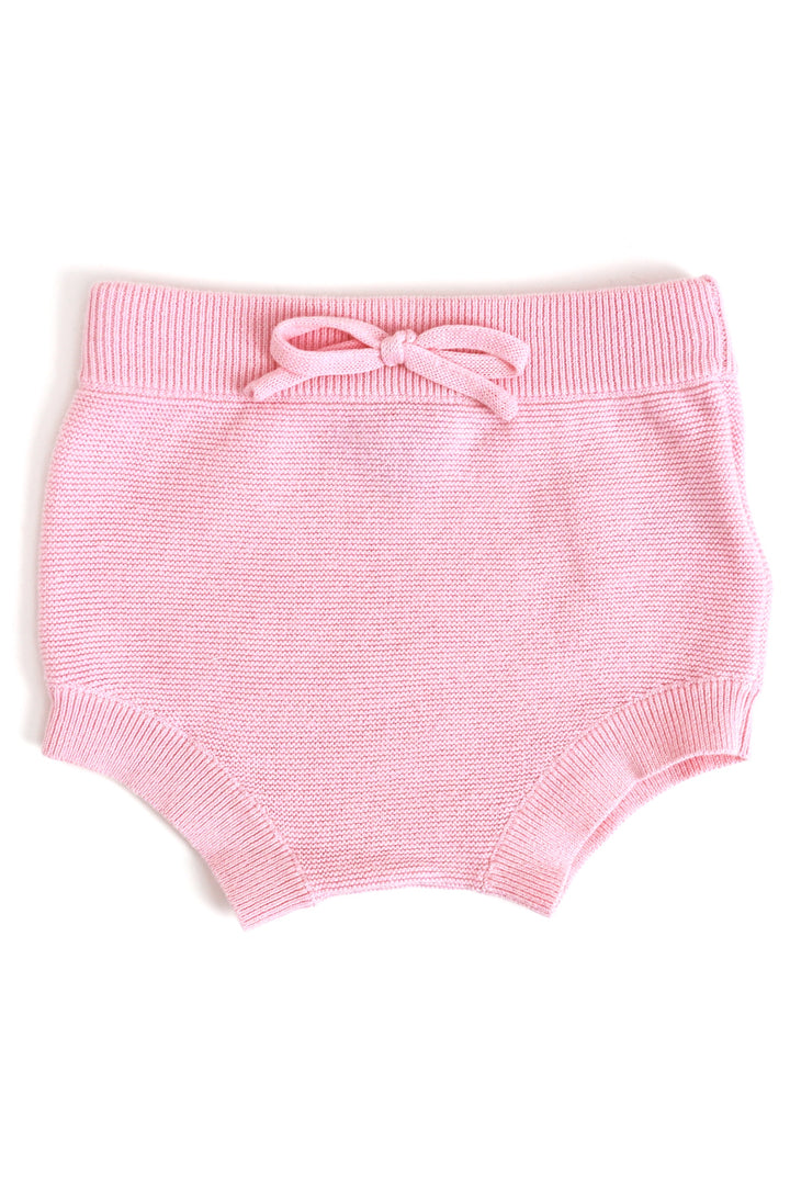 baby girls sweater knit bloomers with faux tie in light pink