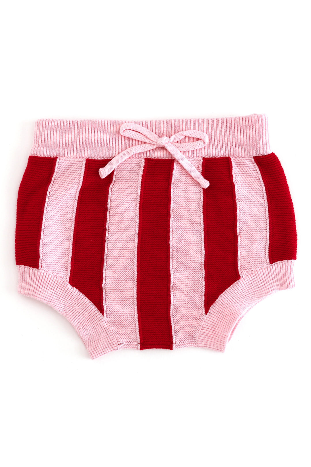 baby girls' christmas bloomer in red and pink stripe