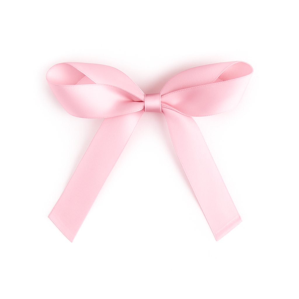 Pink satin bow on a white background