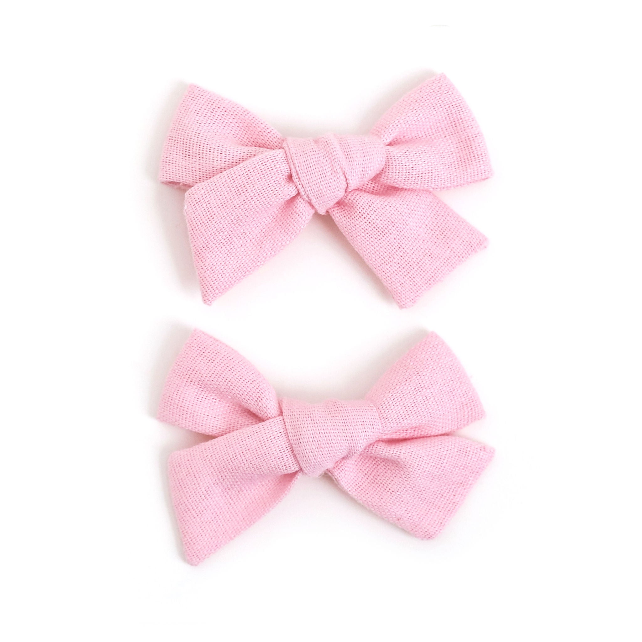 light blossom pink linen pigtail bows