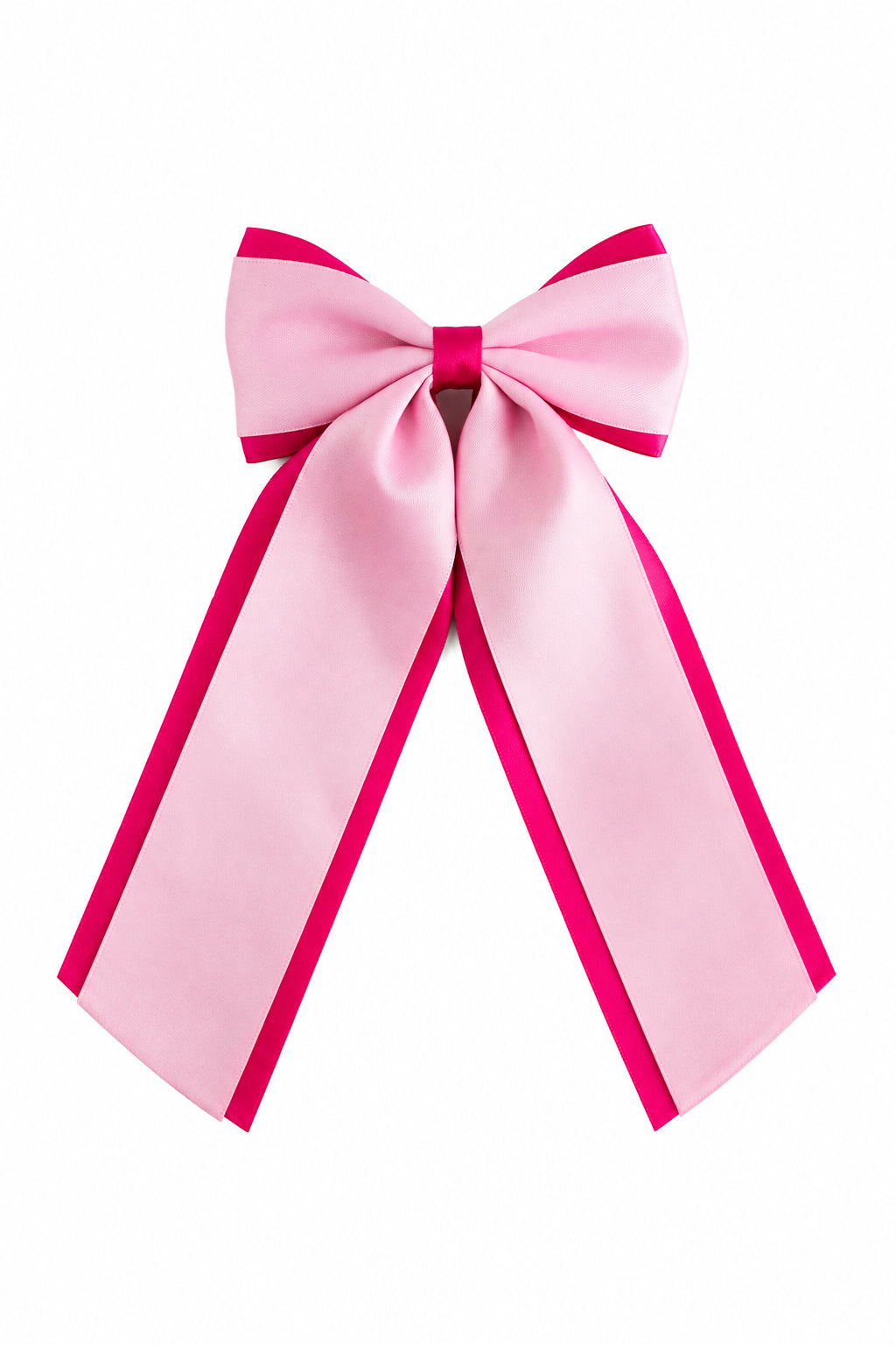 girls' bright pink and light pink layered wide ribbon hair bow on clip