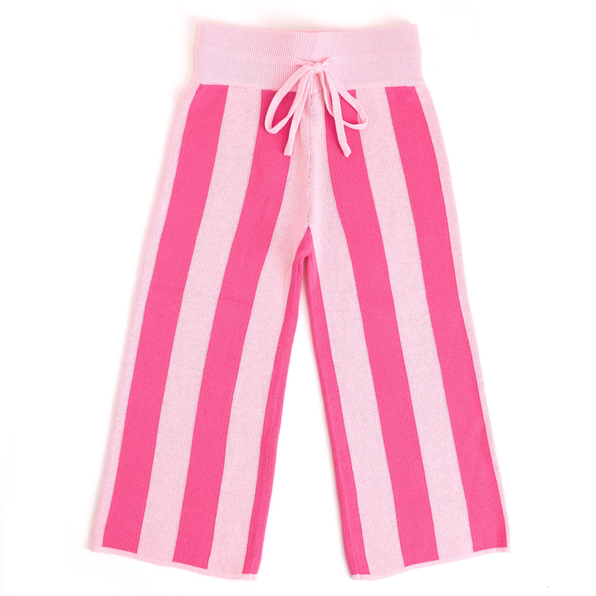 girls two-tone pink striped cotton sweater pants to match Valentine's sweaters