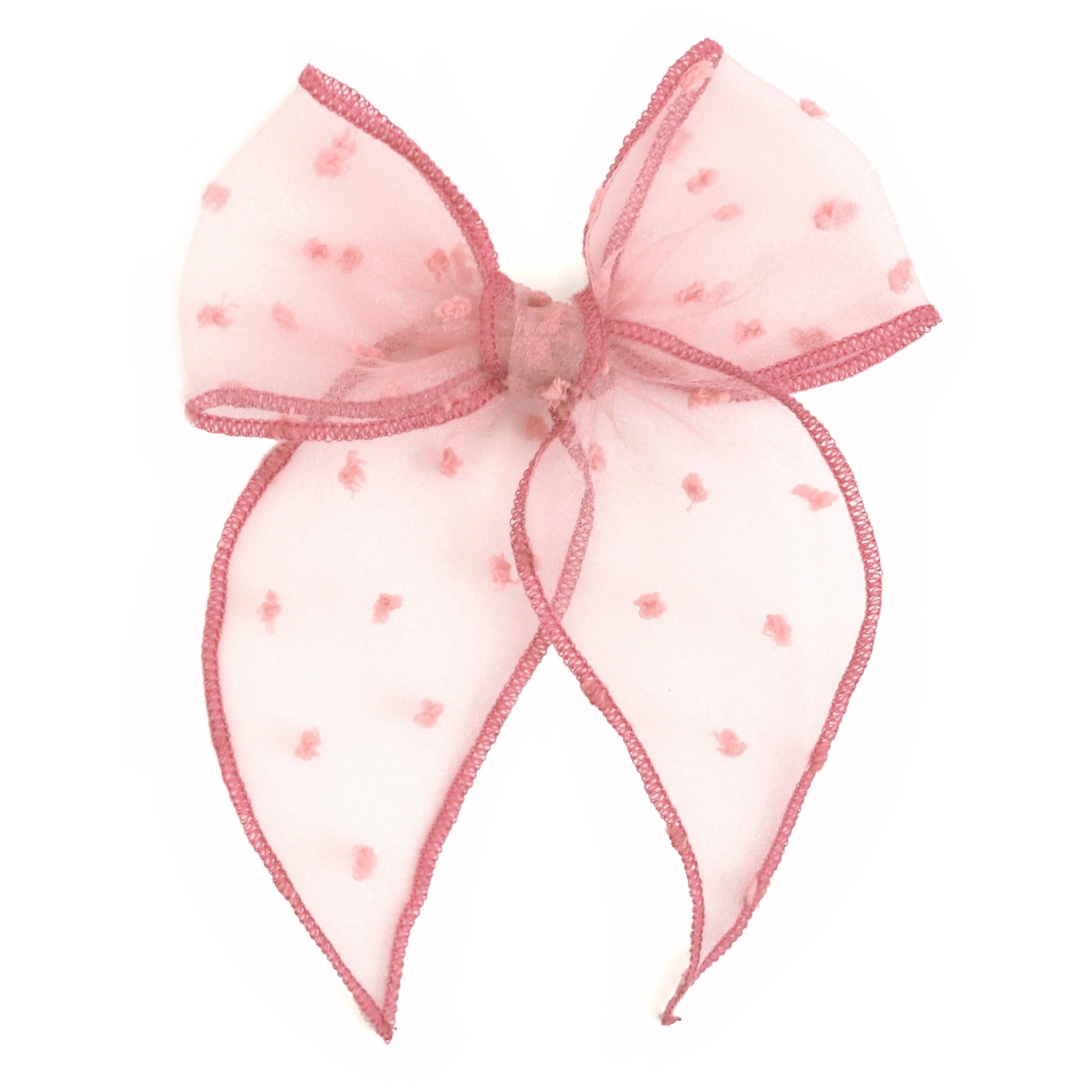 girls' blush pink sheer dot hair bow