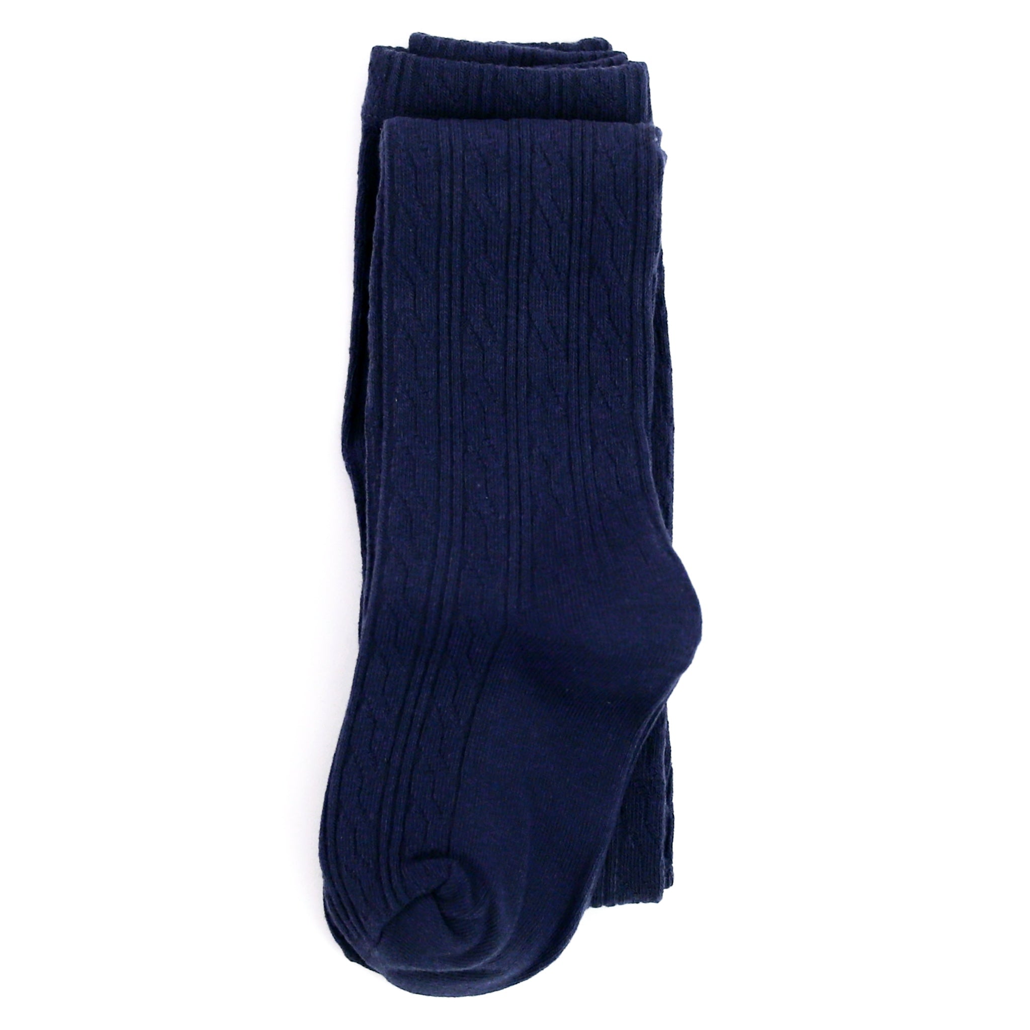 navy blue cotton cable knit tights for babies, toddlers and girls
