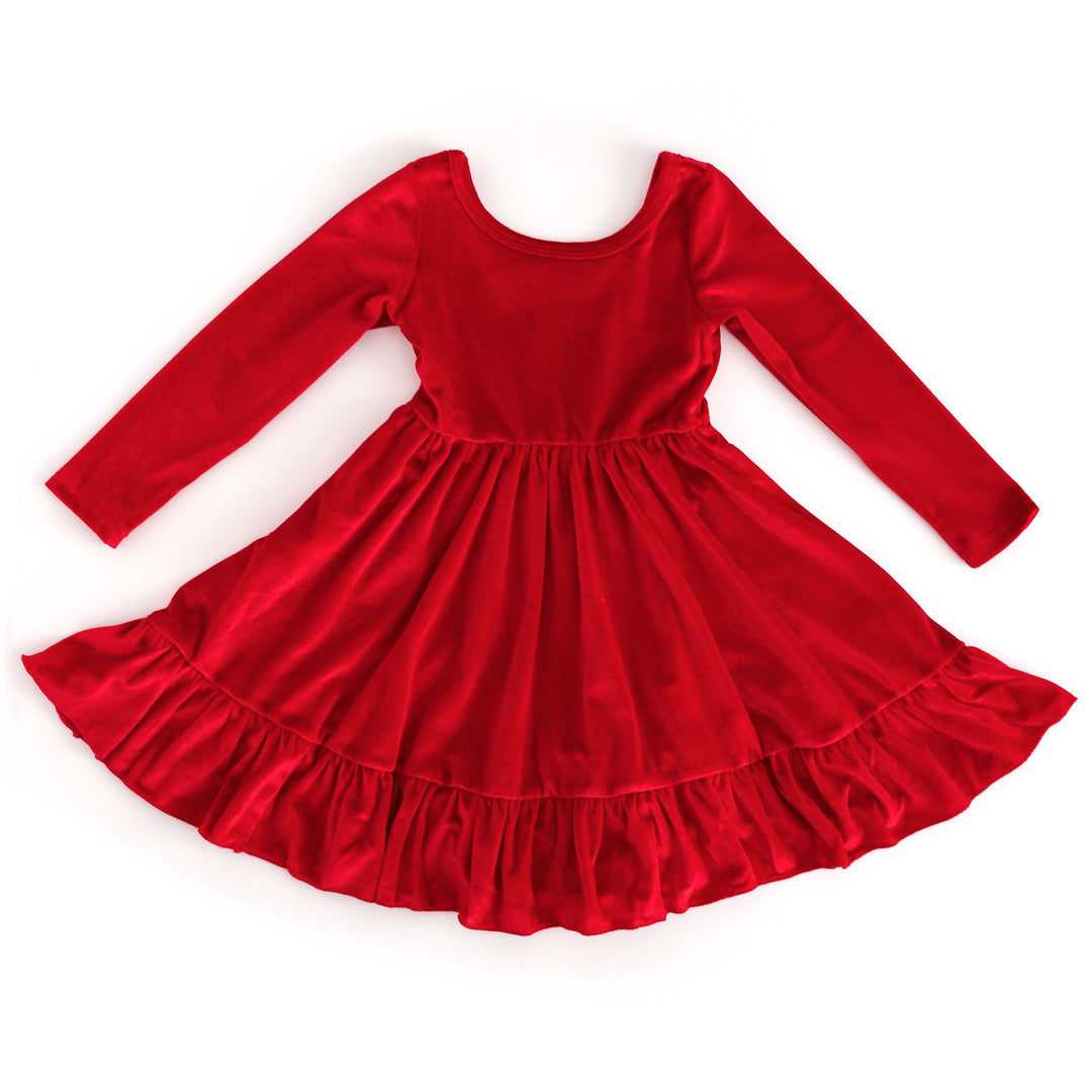 bright red velvet dress for girls christmas