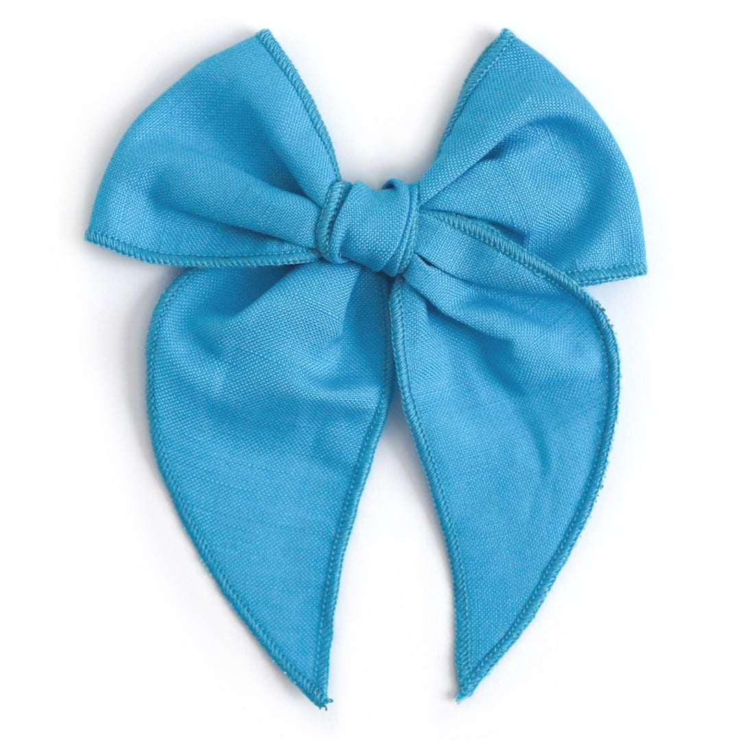 girls bright aqua blue hair bow on clip