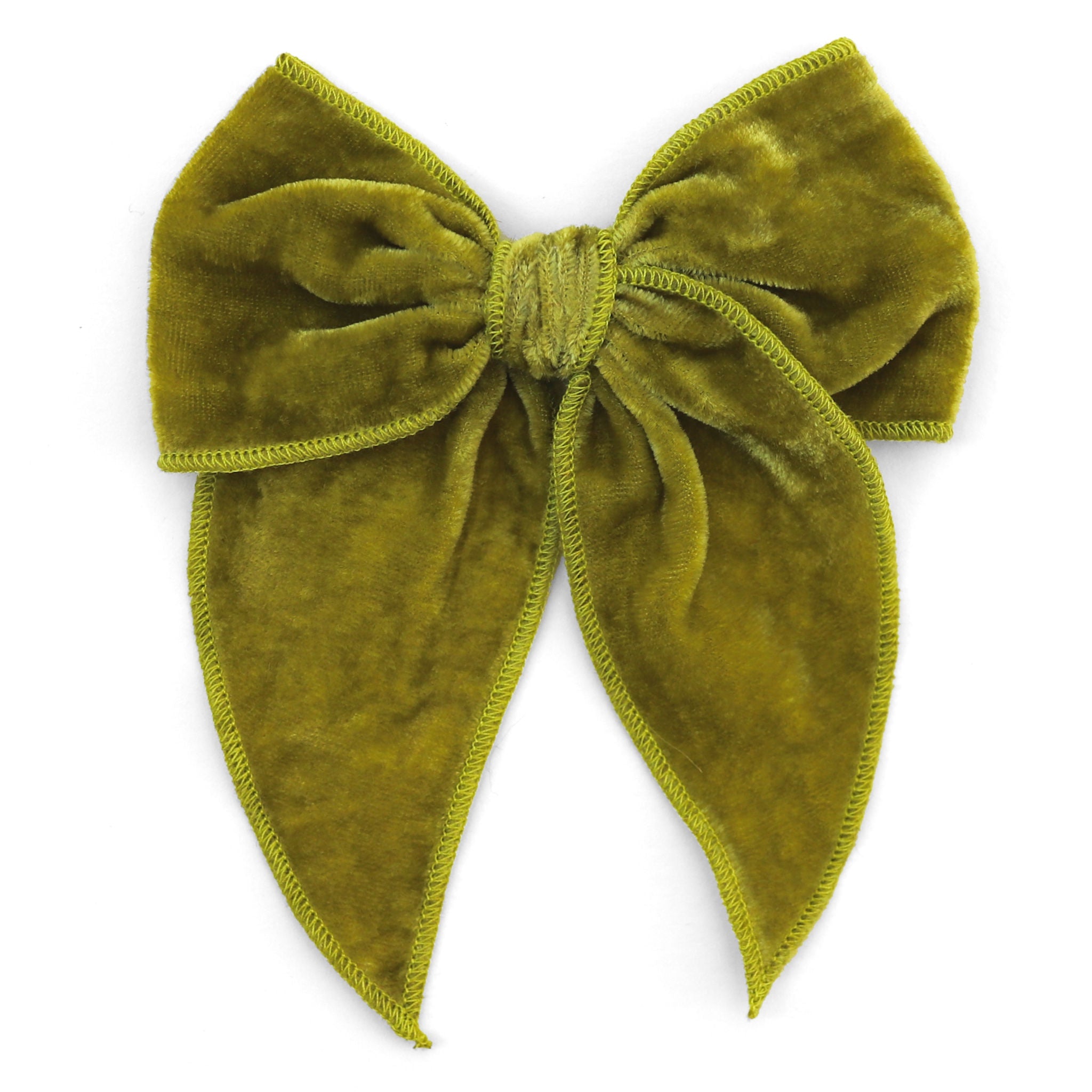 bright olive velvet hair bow