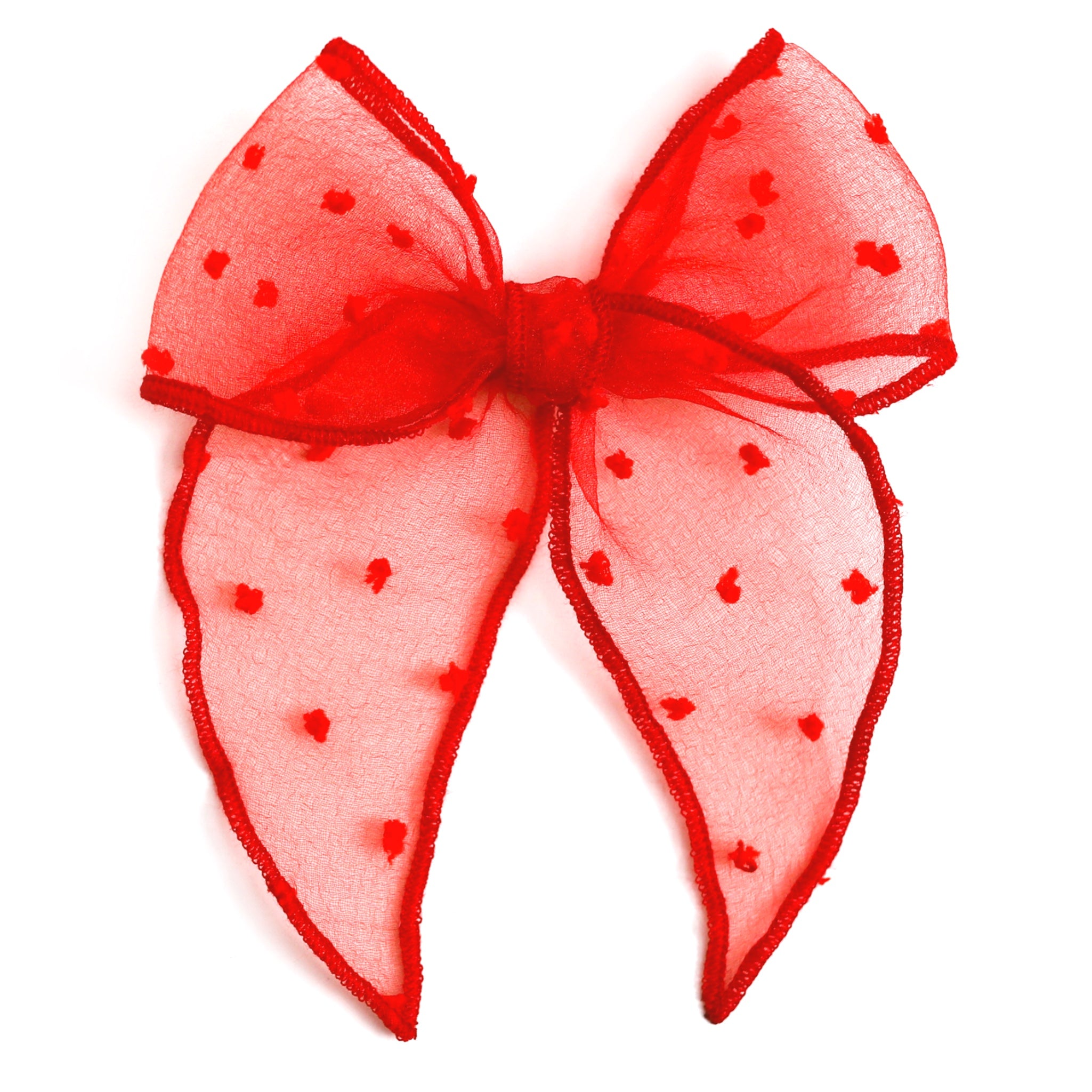 bright red sheer dot hair bow