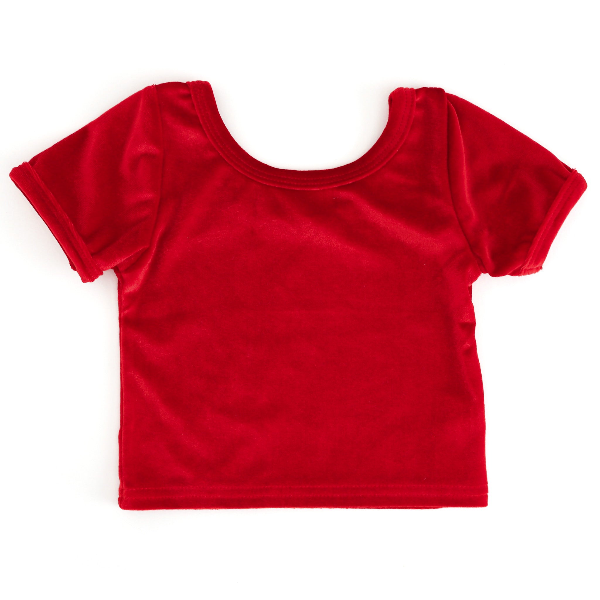 girls' fitted bright red velvet charm top 