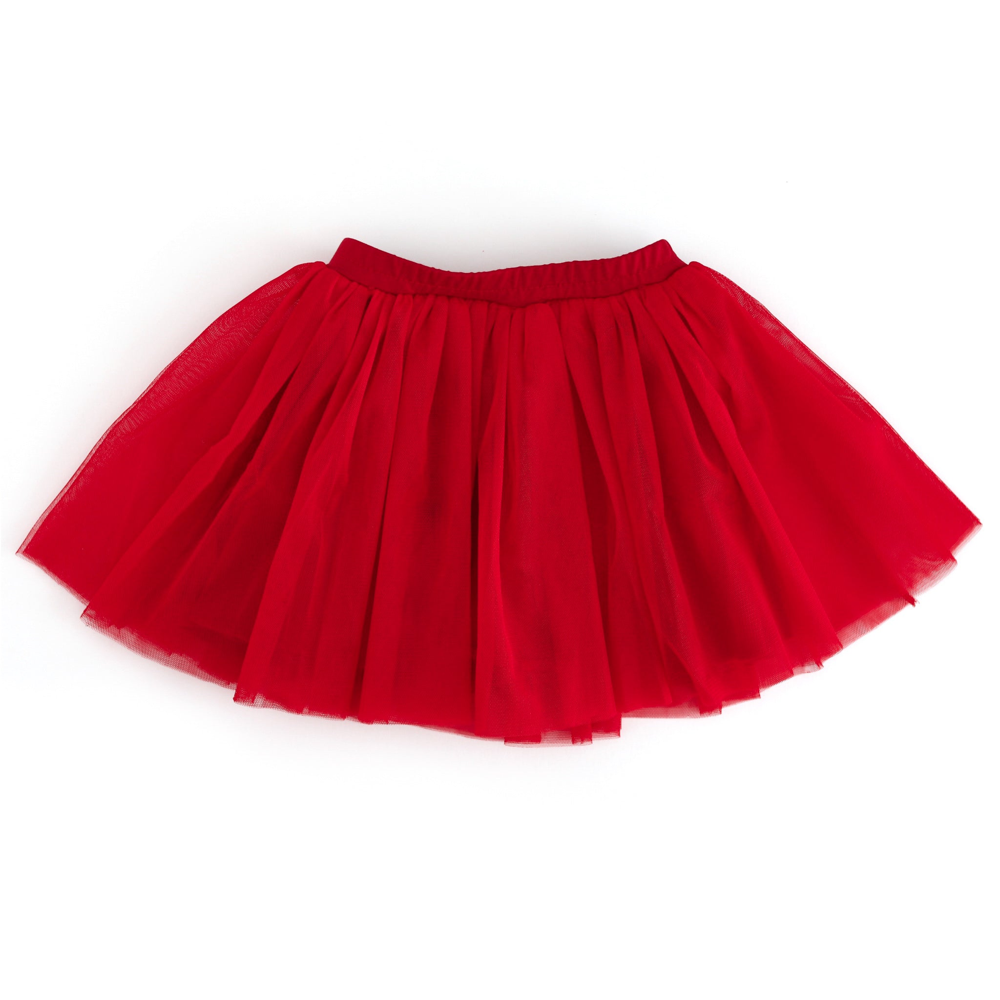 girls bright red Christmas tulle skirt with elastic waistband