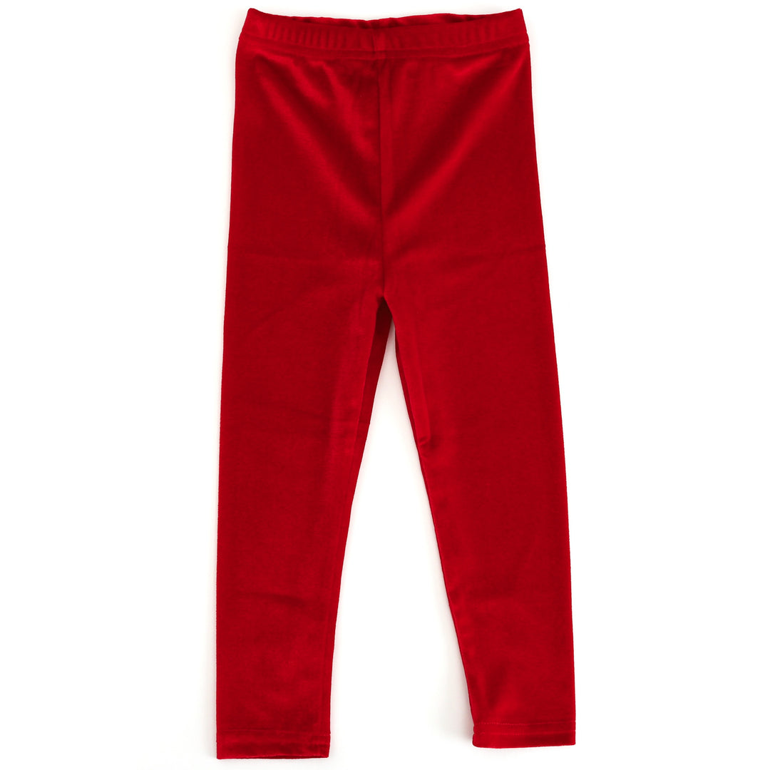 girls stretchy red velvet leggings for Christmas 