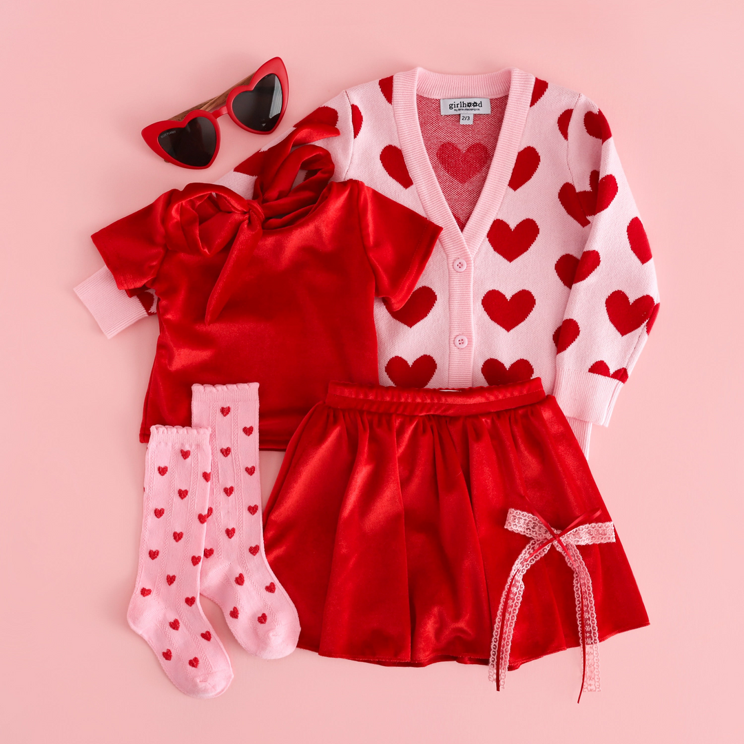 Girlhood Skort - Bright Red Velvet